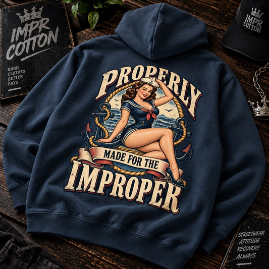 Sailor Pin-Up Hoodie | Heavyweight Vintage Tattoo Streetwear