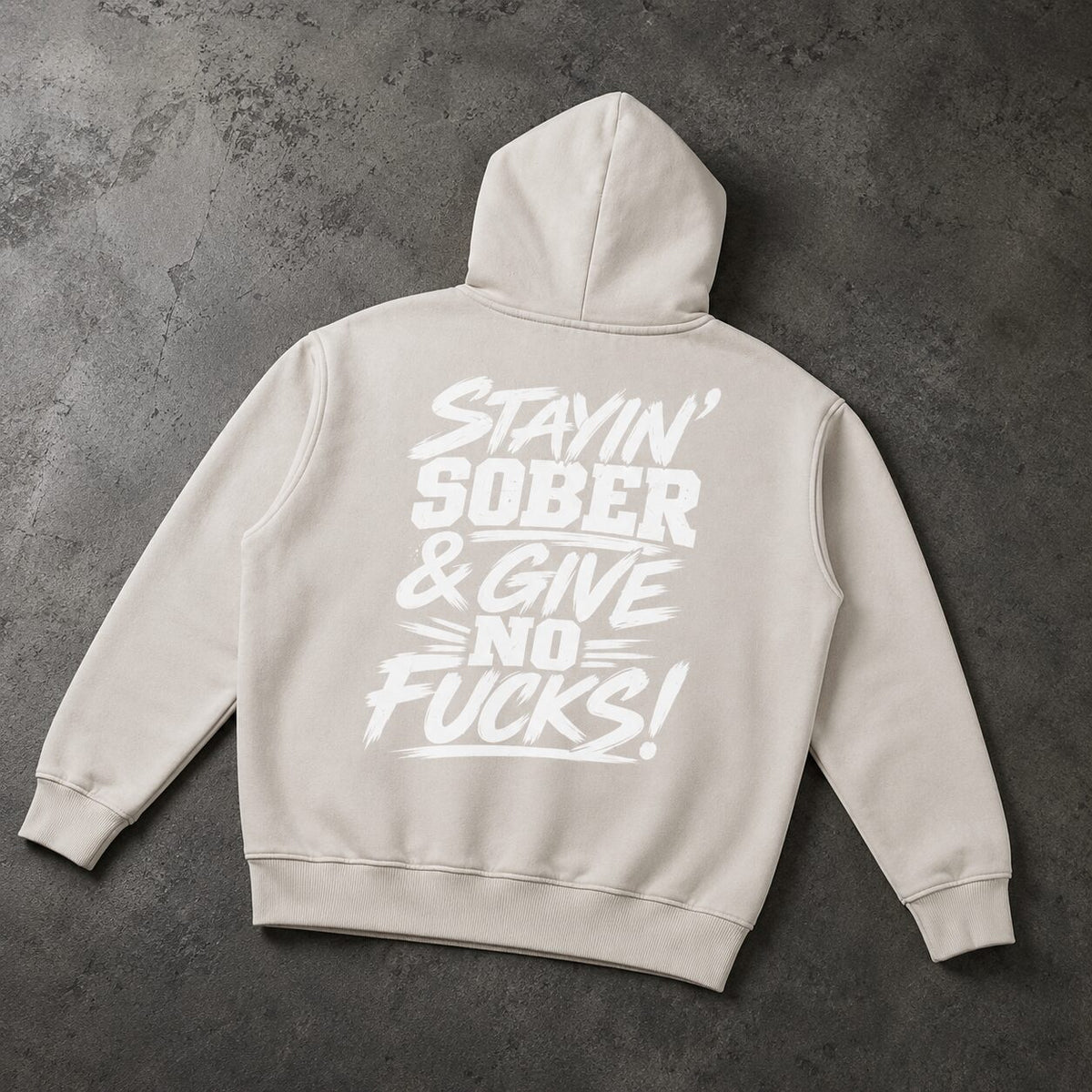 Improper Cotton | Stayin Sober and Give No Fucks | Snow Wash Fleece Oversize Hoodie - Improper Cotton
