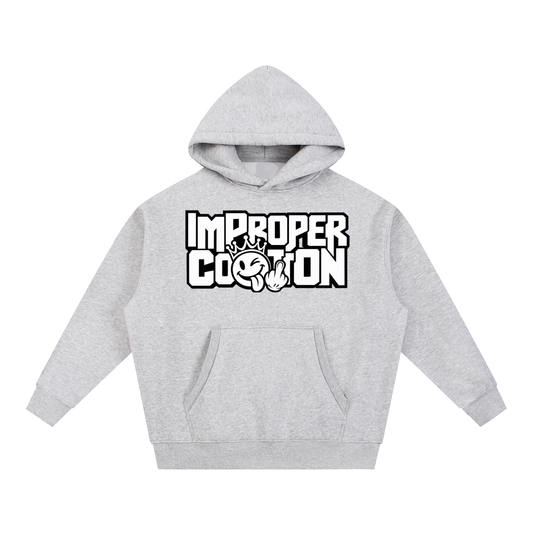 Improper Cotton Block Letters | Essential Oversized Boxy Fit Fleece Hoodie