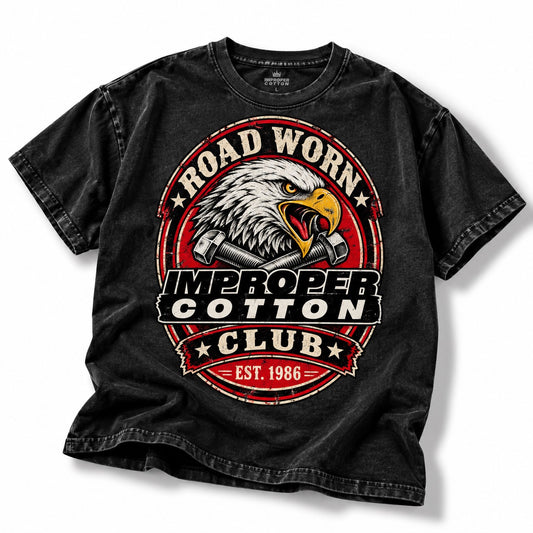 Bald eagle graphic tees black crew neck improper cotton streetwear