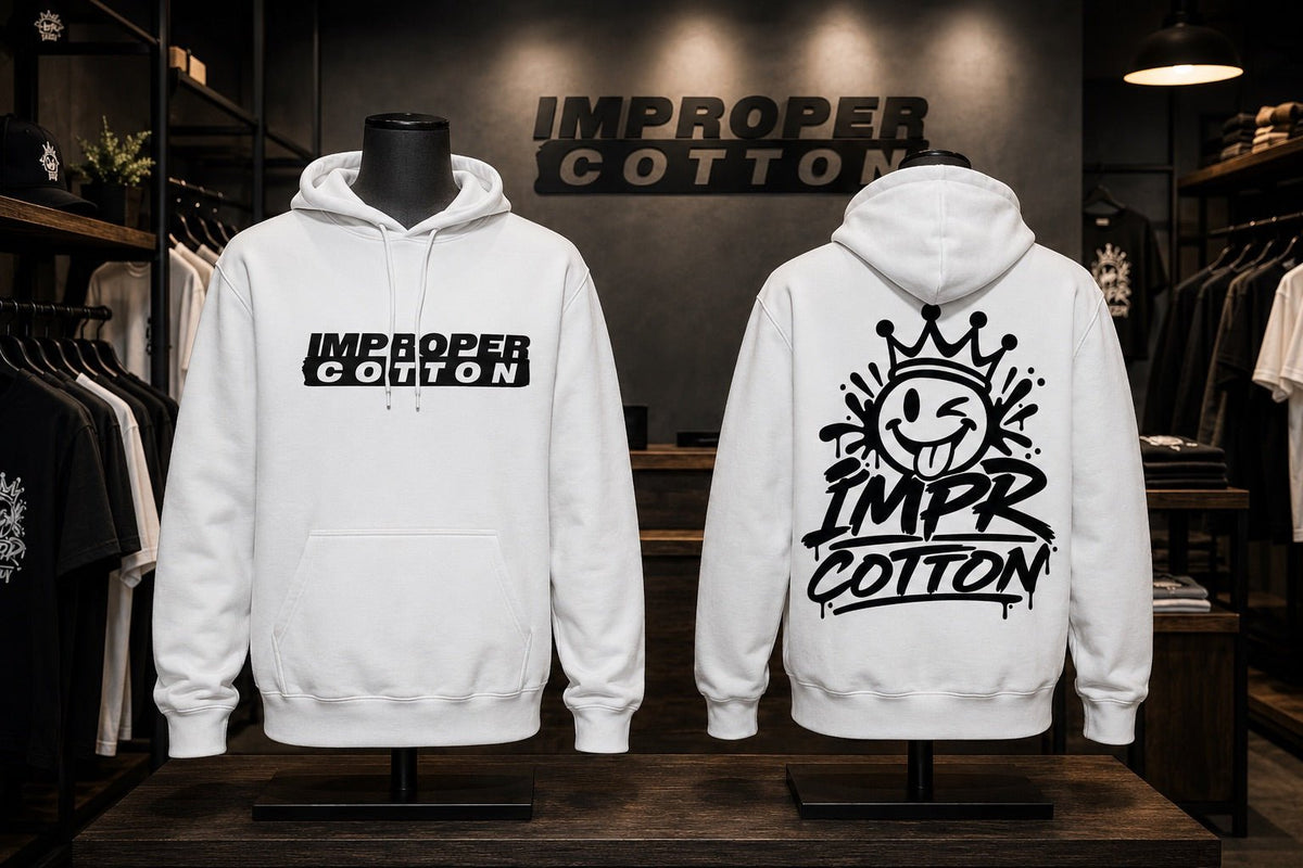 Improper Cotton Signature Logo Crown White Pull Over - Improper Cotton