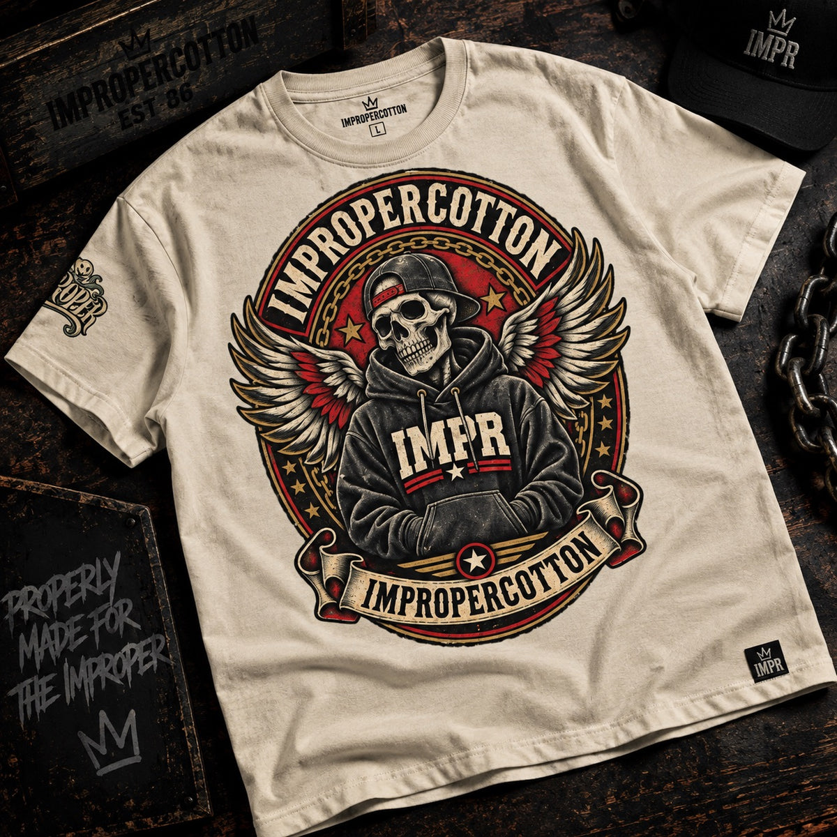 Angel Wings Vintage Wash T-Shirt | Improper Cotton