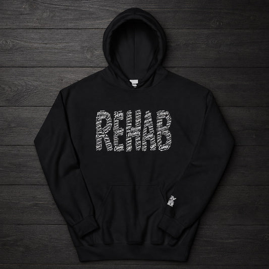 REHAB Scribble Hoodie Black - Improper Cotton