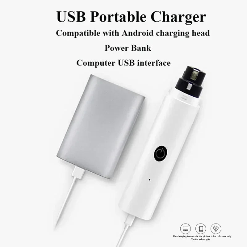 USB portable charger with power bank and computer USB interface on a white background