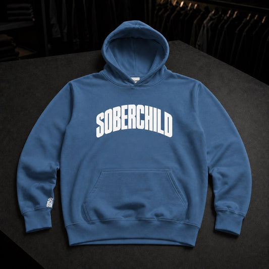 SOBERCHILD Indigo Blue Pull Over Hoodie - Improper Cotton