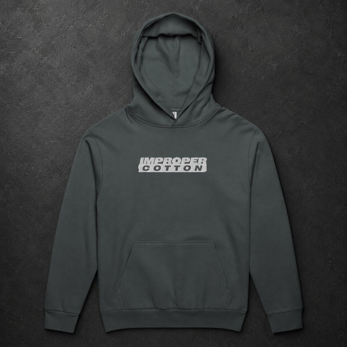 IMPROPER COTTON Signature Logo Embroidered Pull Over Hoodie - Improper Cotton