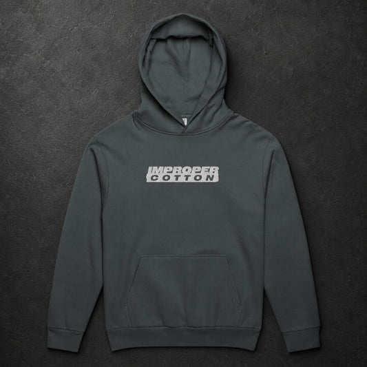 IMPROPER COTTON Signature Logo Embroidered Pull Over Hoodie - Improper Cotton