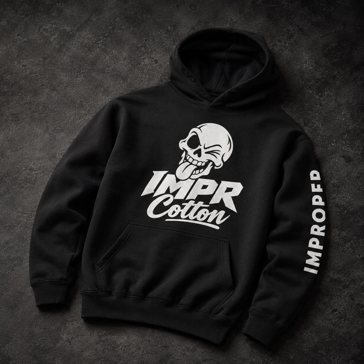 IMPR Black Skull Pull Over Hoodie
