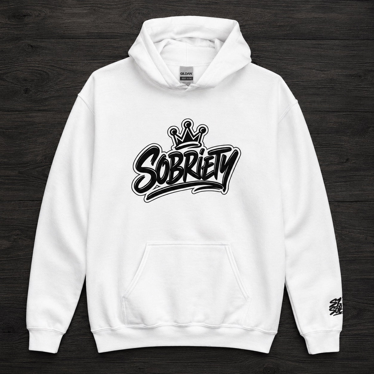 Sobriety Sleek Premium White Pull Over Hoodie - Improper Cotton
