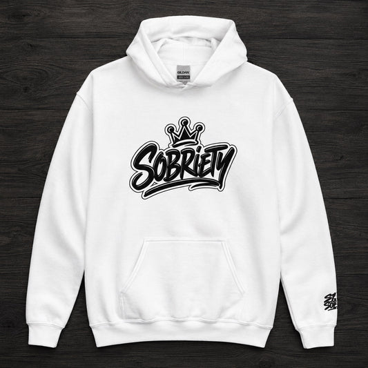 Sobriety Sleek Premium White Pull Over Hoodie - Improper Cotton