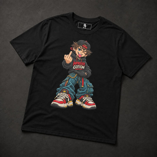 Improper Cotton | Chillin Middle Finger Character | Budget Bouncer | Short-Sleeve Unisex T-Shirt - Improper Cotton