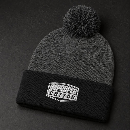 Improper Cotton Pom-Pom Beanie | Black | Navy | Heather - Improper Cotton