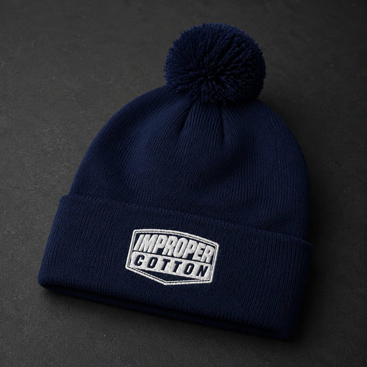 Improper Cotton Pom-Pom Beanie | Black | Navy | Heather - Improper Cotton