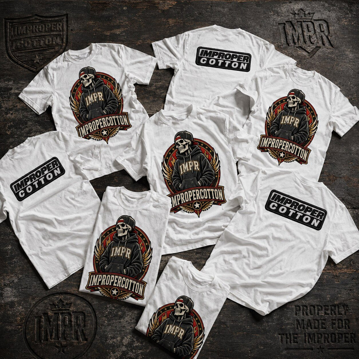 Improper Cotton Skull | Heavyweight Vintage Washed Frayed T-Shirt - Improper Cotton