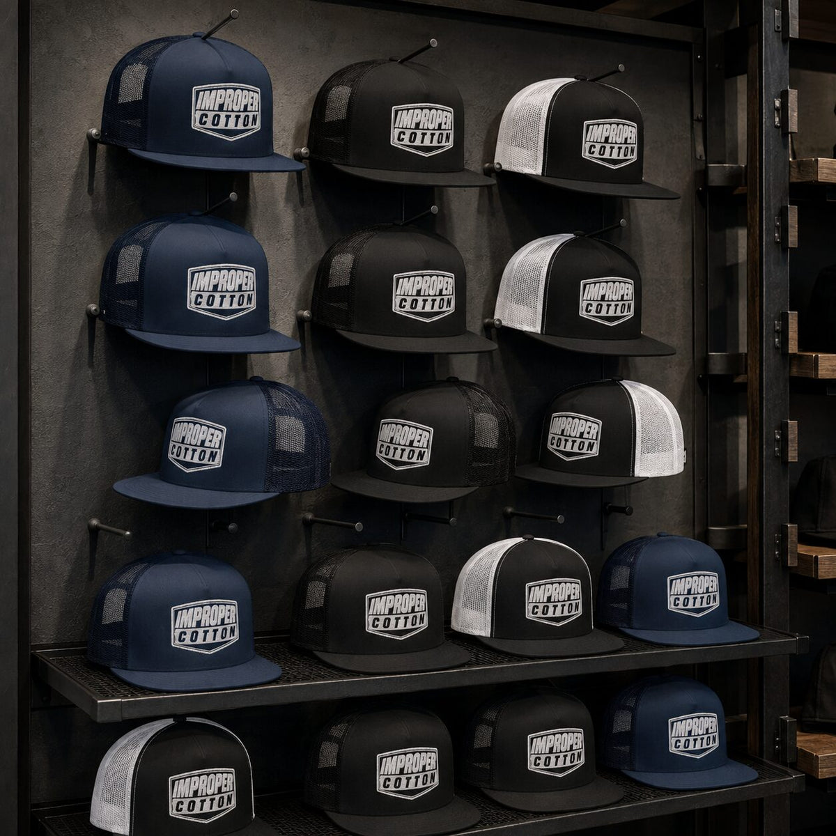 Improper Cotton | Trucker Cap | Black | White | Navy - Improper Cotton