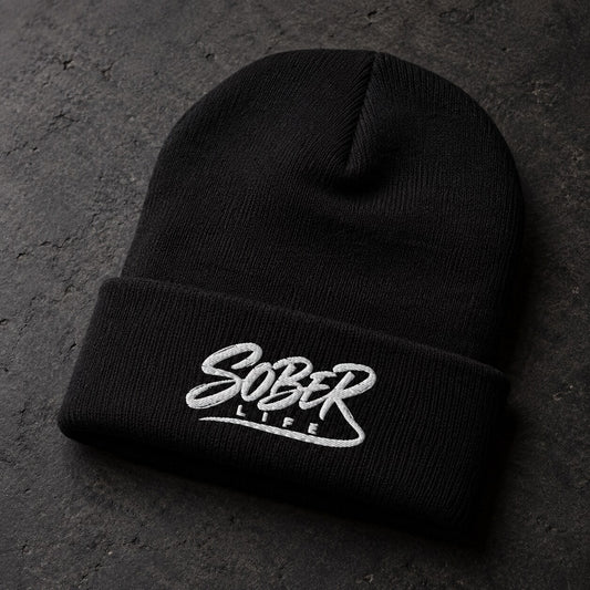 Sober Life | Script | Cuffed Beanie - Improper Cotton